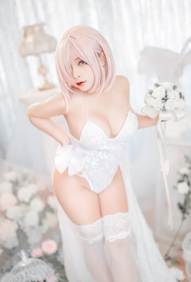 Coser@Sayo Momo: Mashu White Lingerie Body Oil (57 photos + 8 videos)