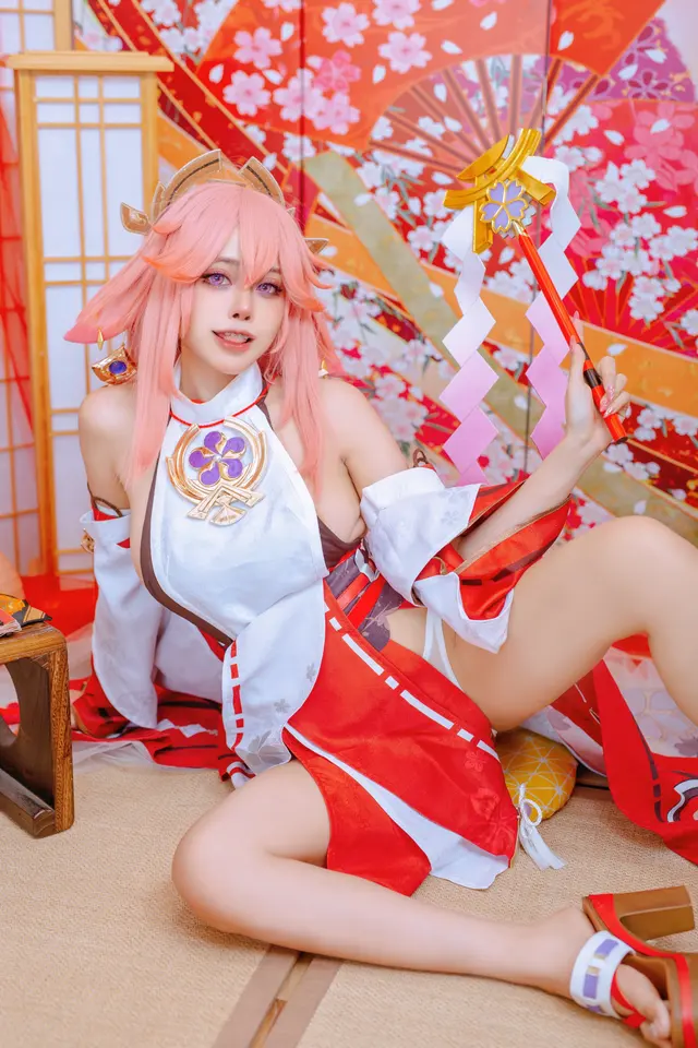Coser@Byoru – Yae Miko x Raiden Shogun (95 photos)