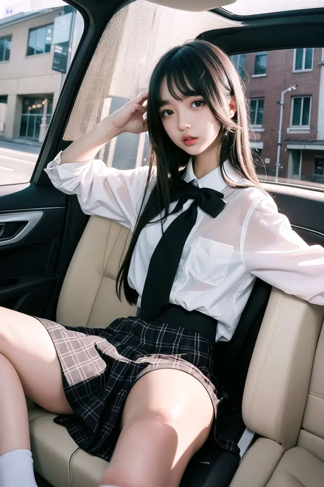 AI Girl AI美女车内丝袜露出无码图集 (160 photos)