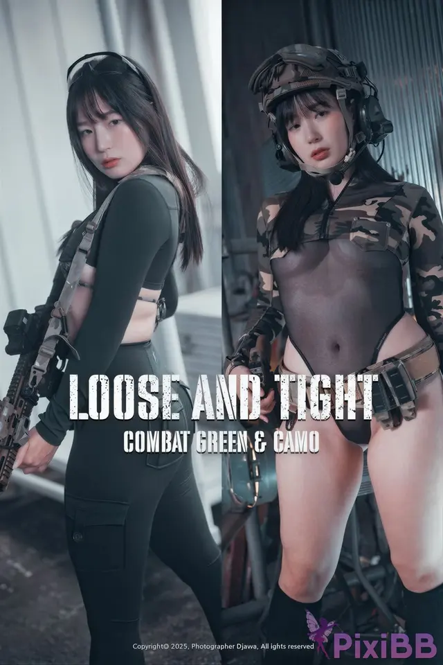 [AI Enhanced] DJAWA Photo: Pia (피아) – Loose and Tight Combat Green & Camo (76 photos)