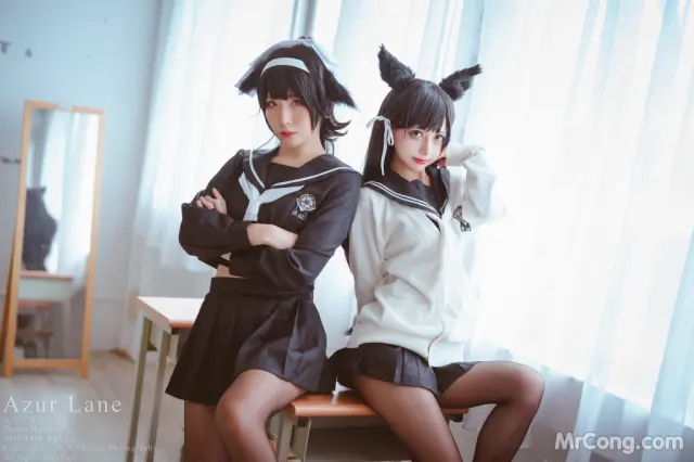 Coser@沖田凜花Rinka: & 椎名くるみ Shiina Kurumi – Azur Lane – 爱宕高雄 Sailor Suit (13 photos)